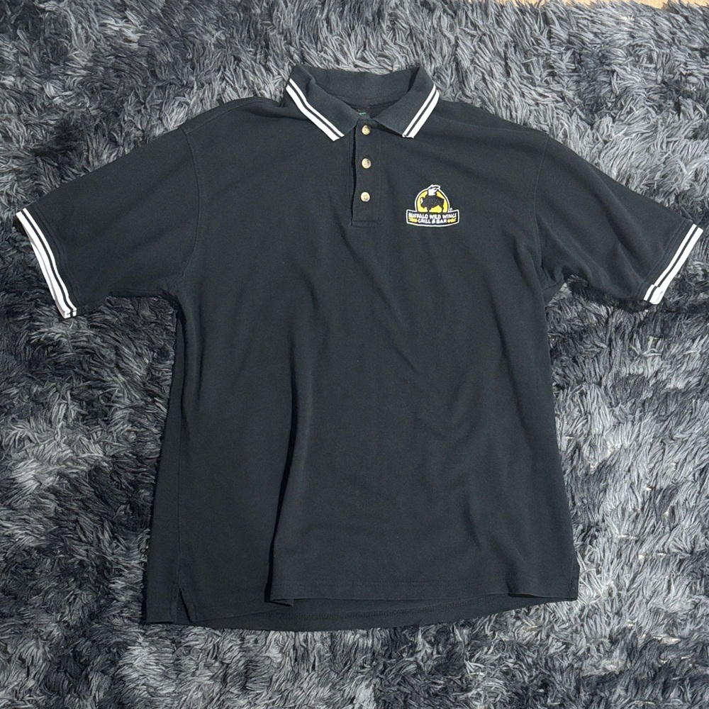 Retro Black Polo Shirt with Embroidered Logo